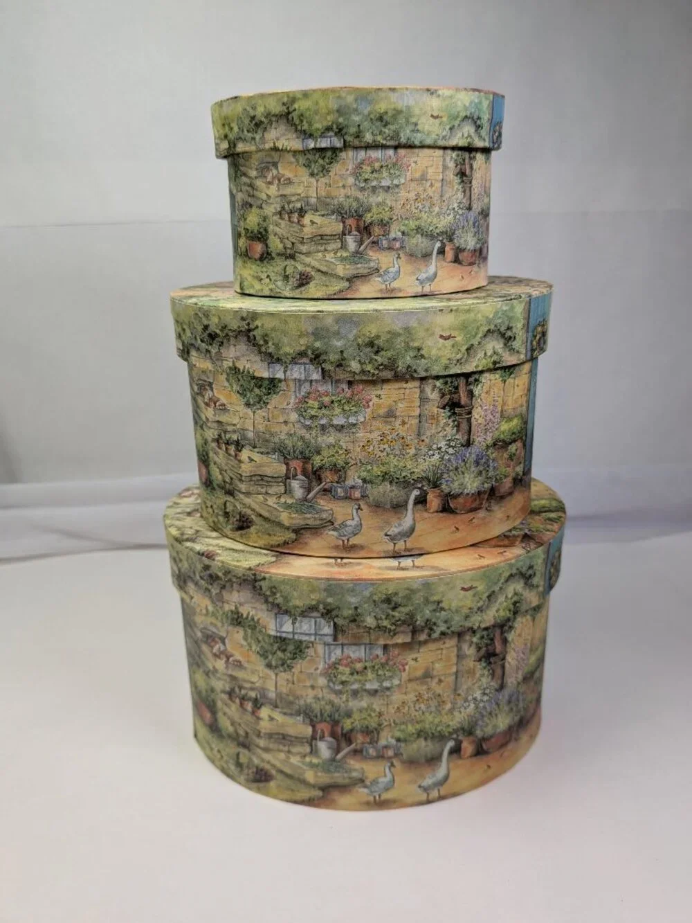 Vintage Bobs Boxes Cottage Garden Nesting Oval Box Set Sherri Buck Baldwin Lang
